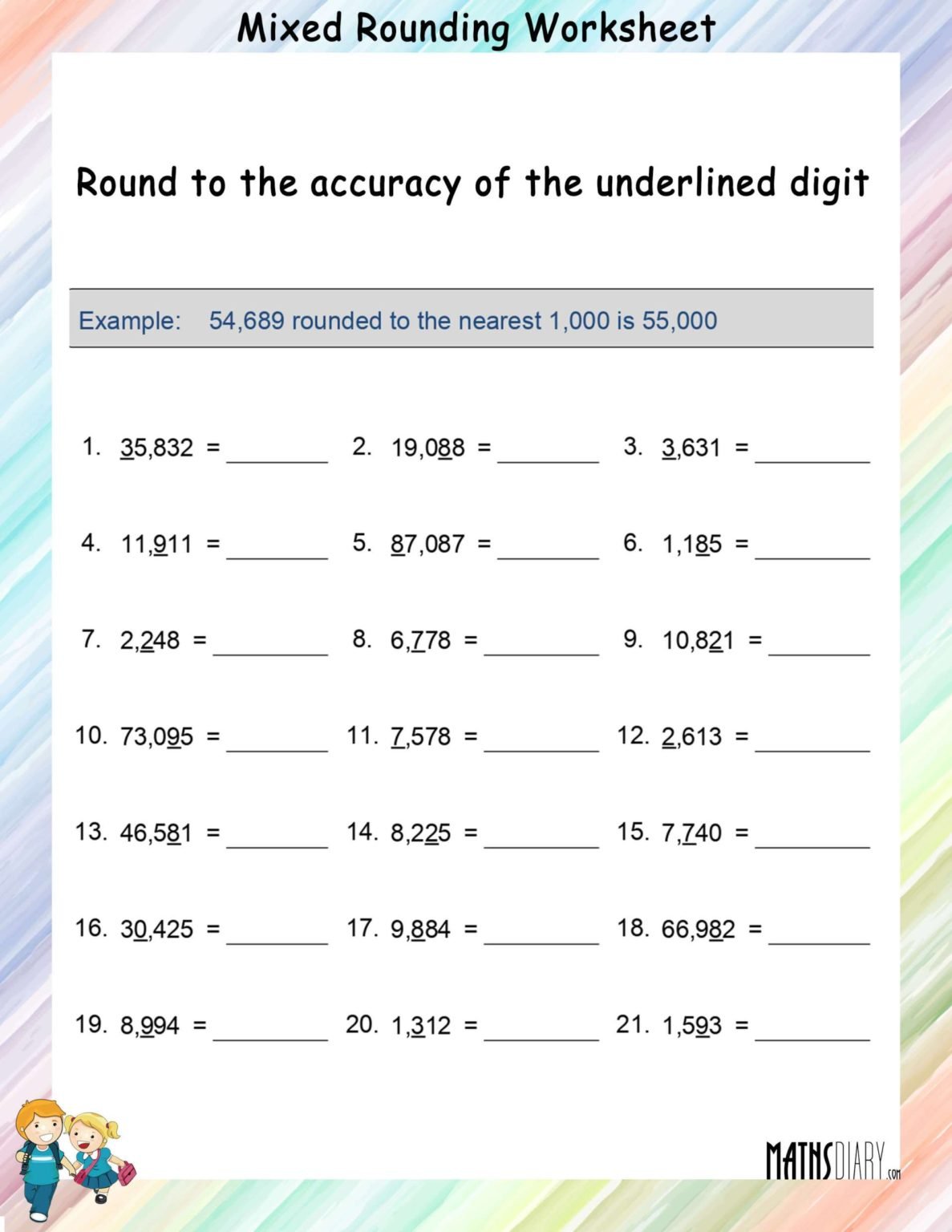 Rounding Numbers Math Worksheets