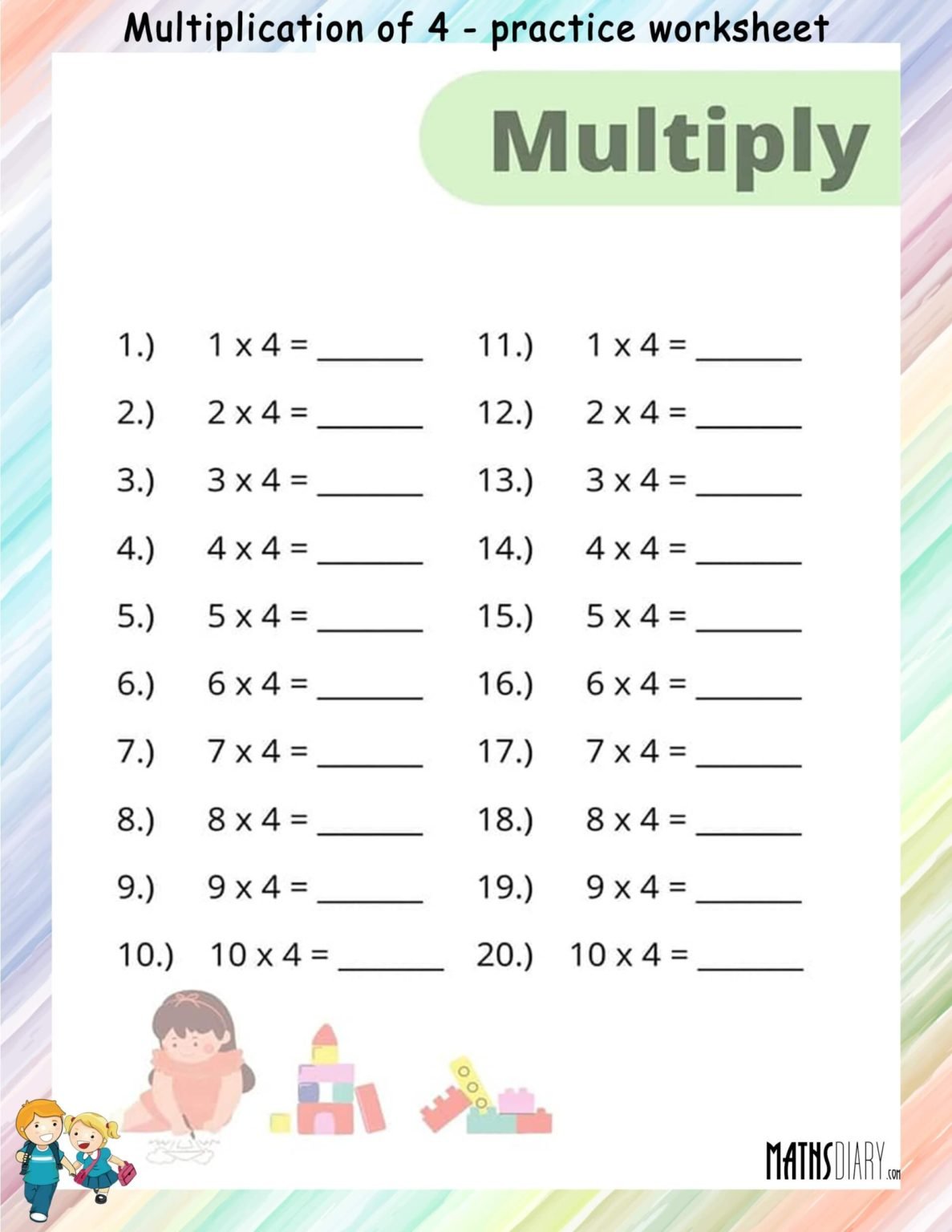 Tables and Practice sheets of Tables Math Worksheets