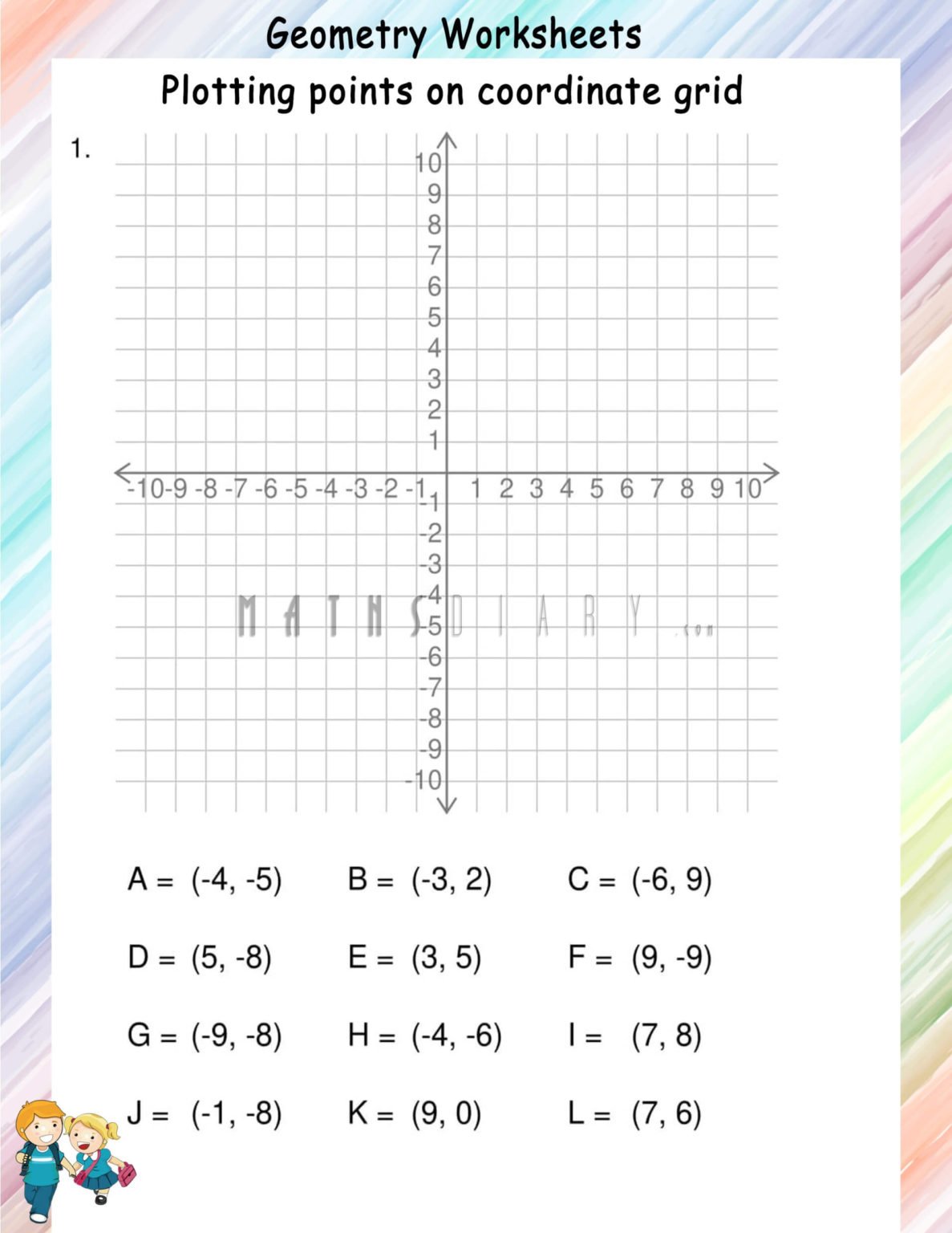 Plotting Points On Coordinate Grid Worksheets - Math Worksheets 