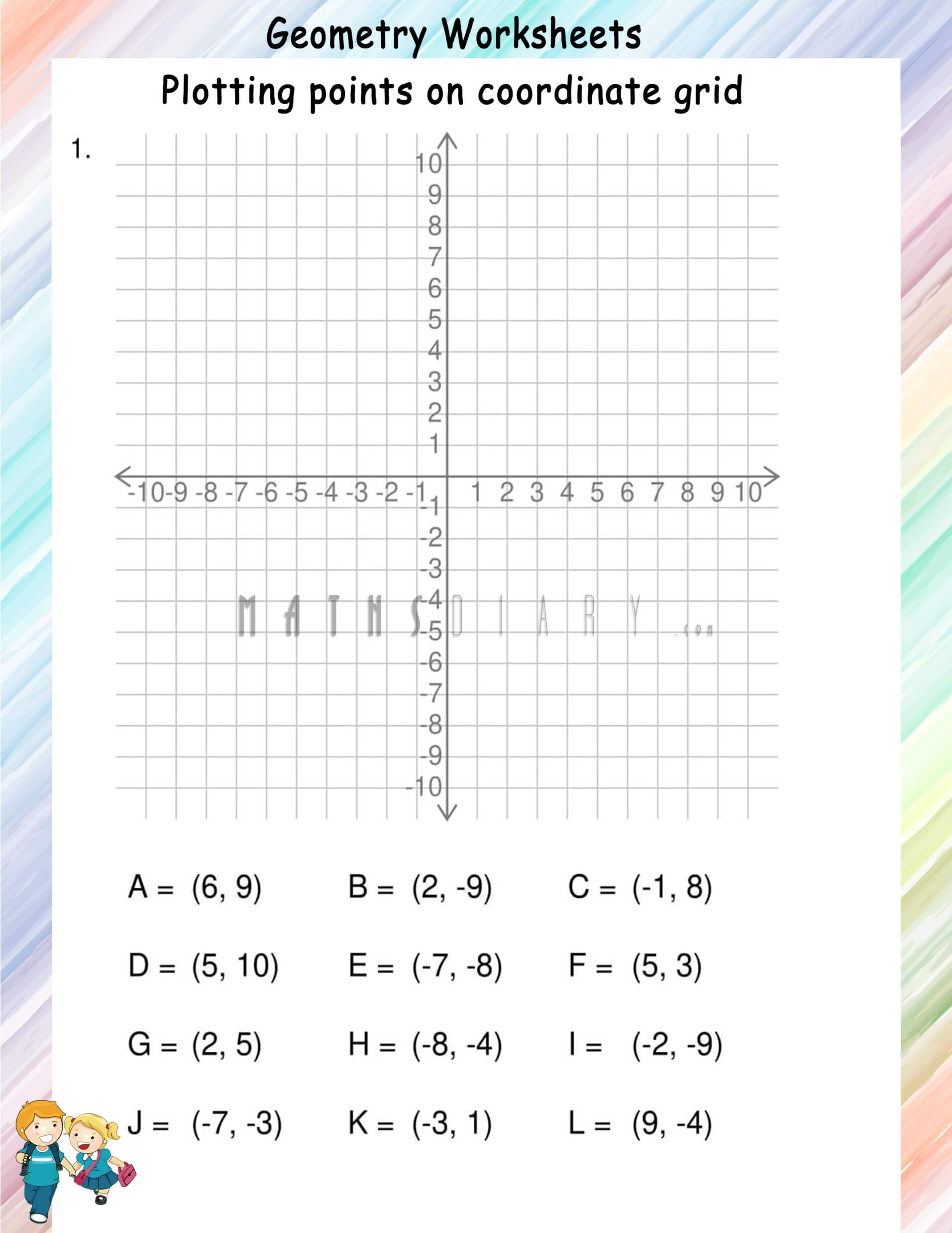 plotting points on coordinate grid worksheets math worksheets mathsdiary com