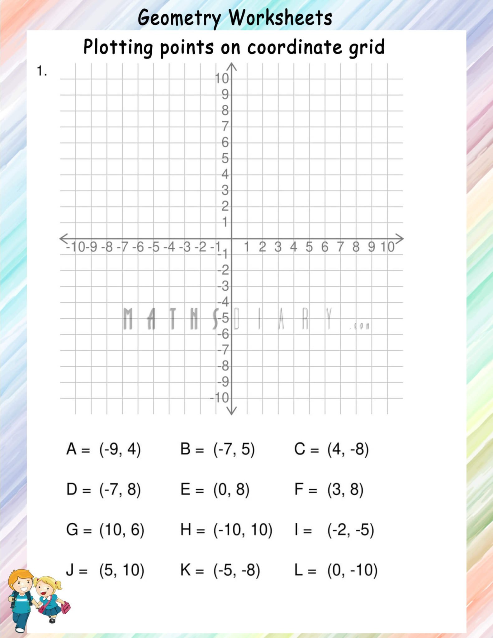 Plotting points on coordinate grid worksheets - Math Worksheets ...