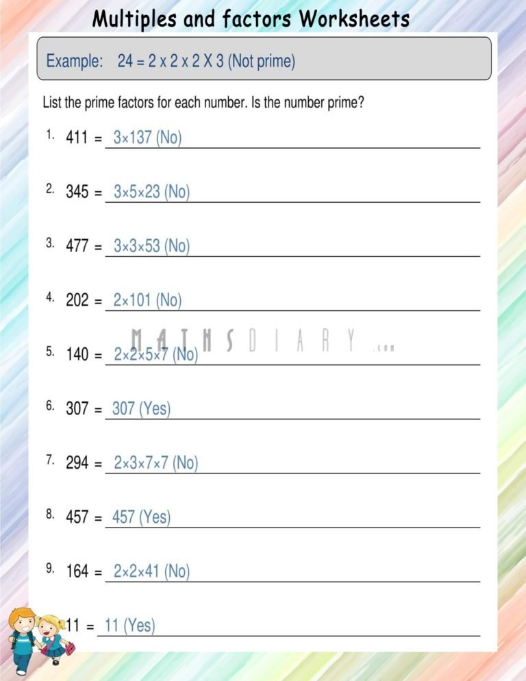 Finding Prime Factors Worksheets - Math Worksheets - MathsDiary.com