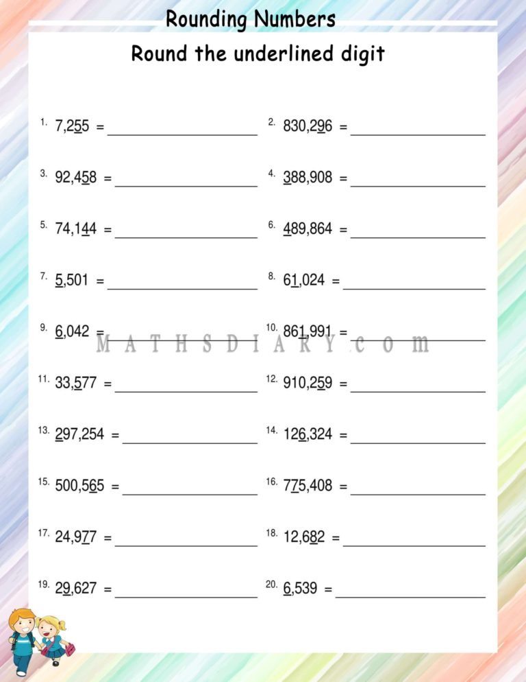 Rounding Numbers - Math Worksheets - MathsDiary.com