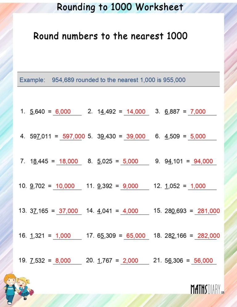 Rounding to the nearest 1000’s - Math Worksheets - MathsDiary.com