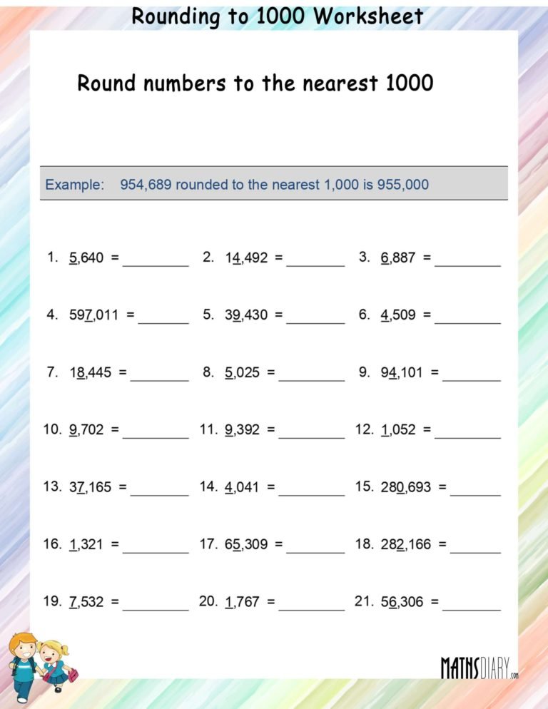 Rounding to the nearest 1000’s - Math Worksheets - MathsDiary.com