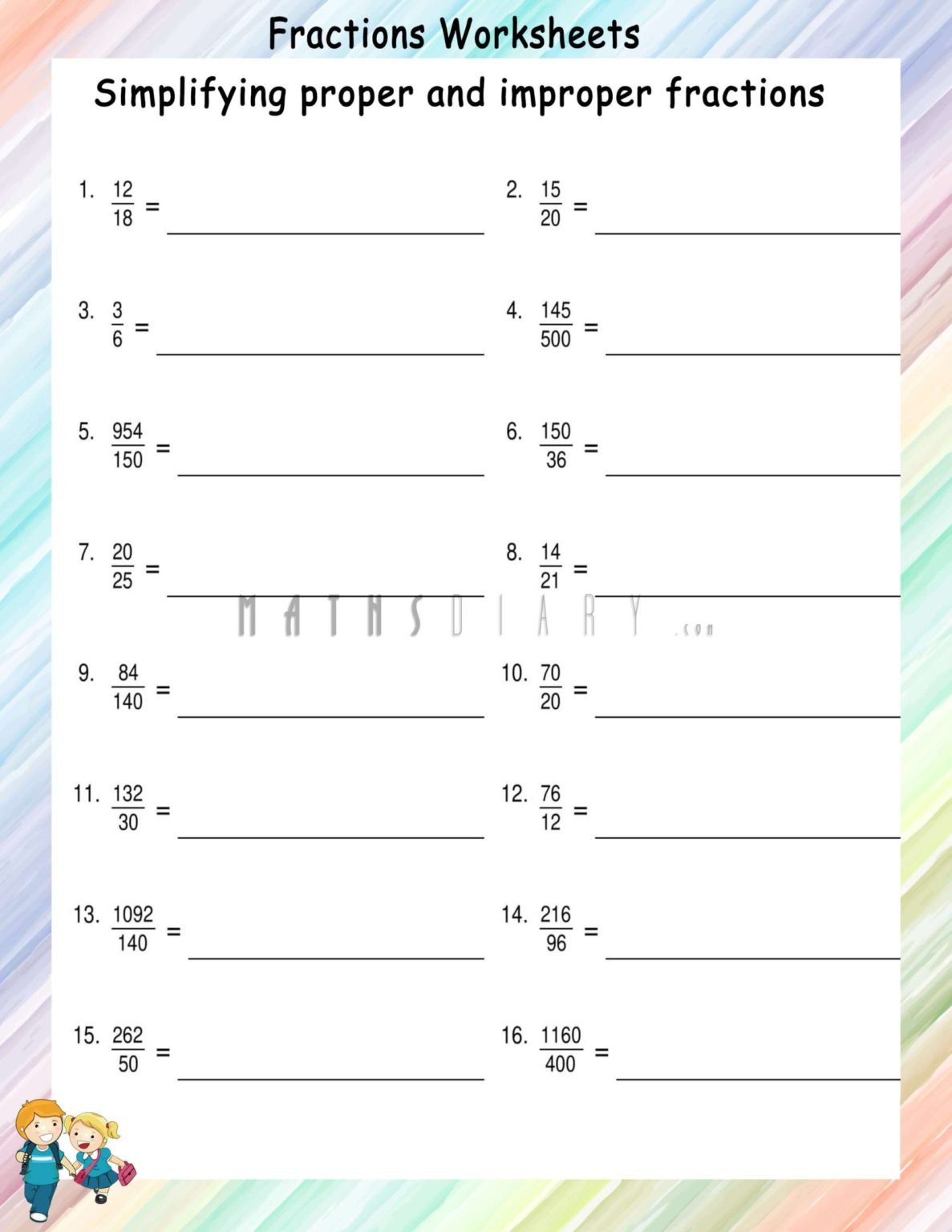 Convert Improper Fractions to Mixed Fractions worksheets - Math ...