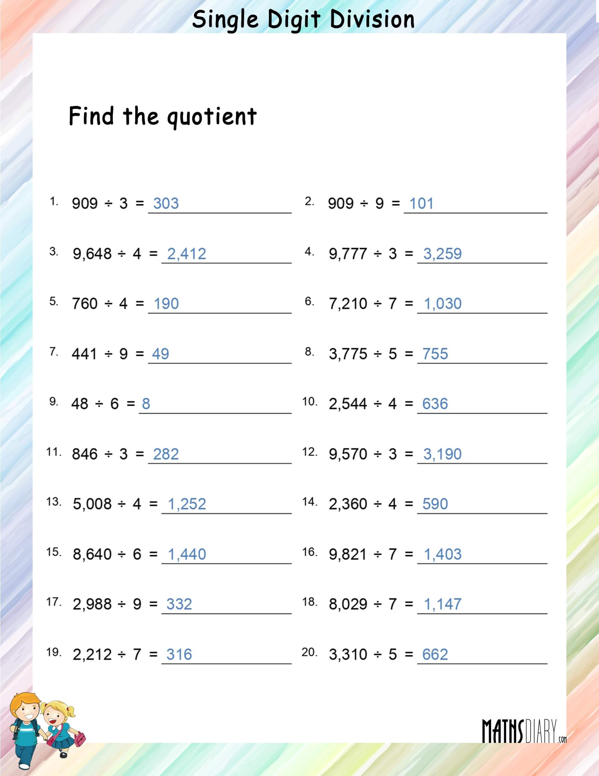 Multiplication And Division Math Worksheets Page 3
