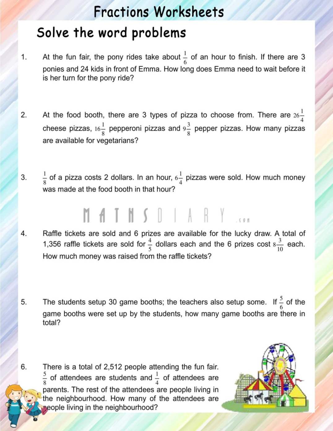 fraction problem solving questions grade 5