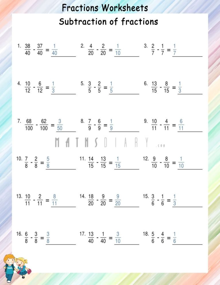 Fractions Math Worksheets