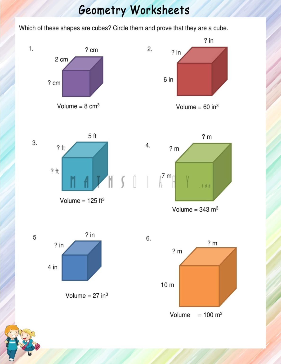 Volume of rectangular prisms and cubes - Math Worksheets - MathsDiary.com