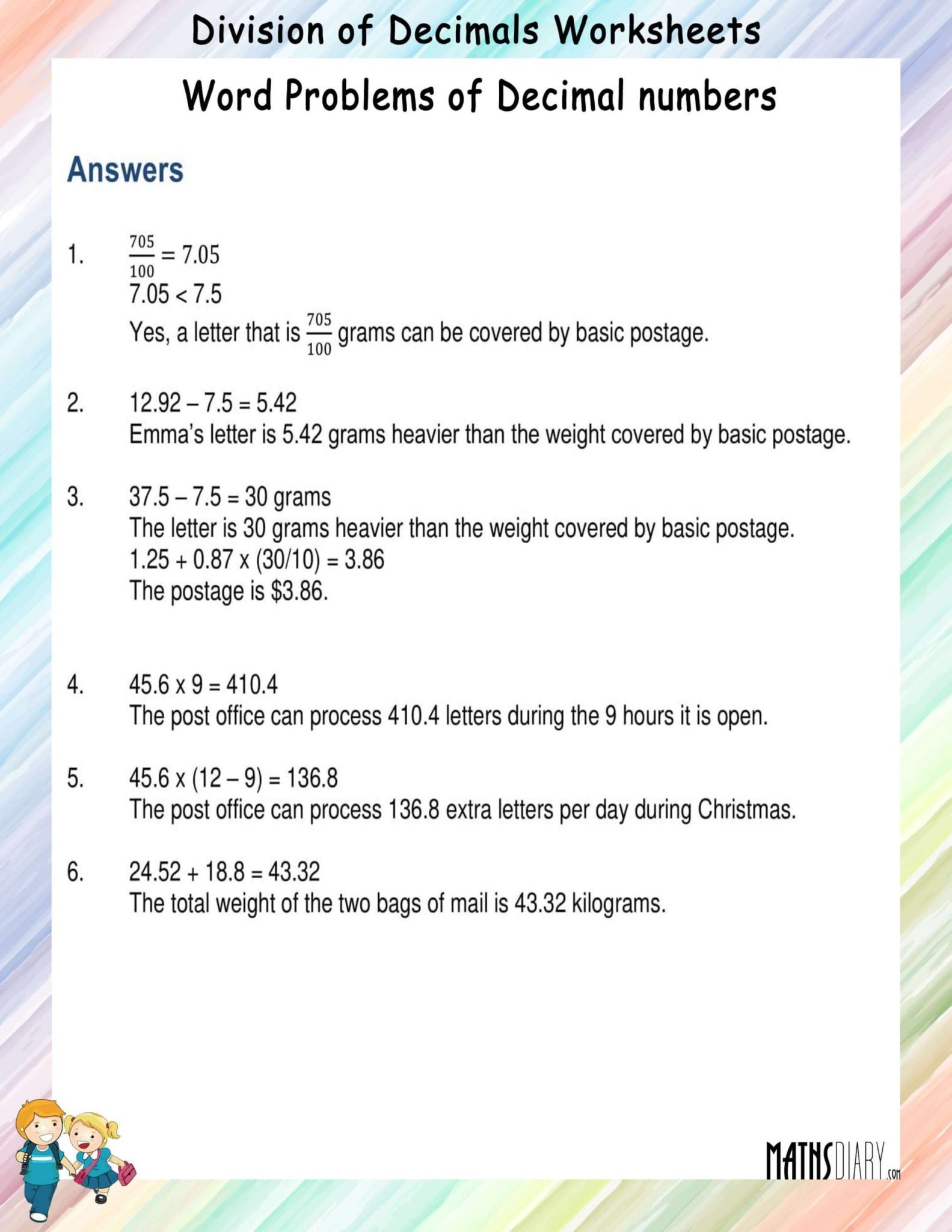 problem solving involving multiplication and division of decimals