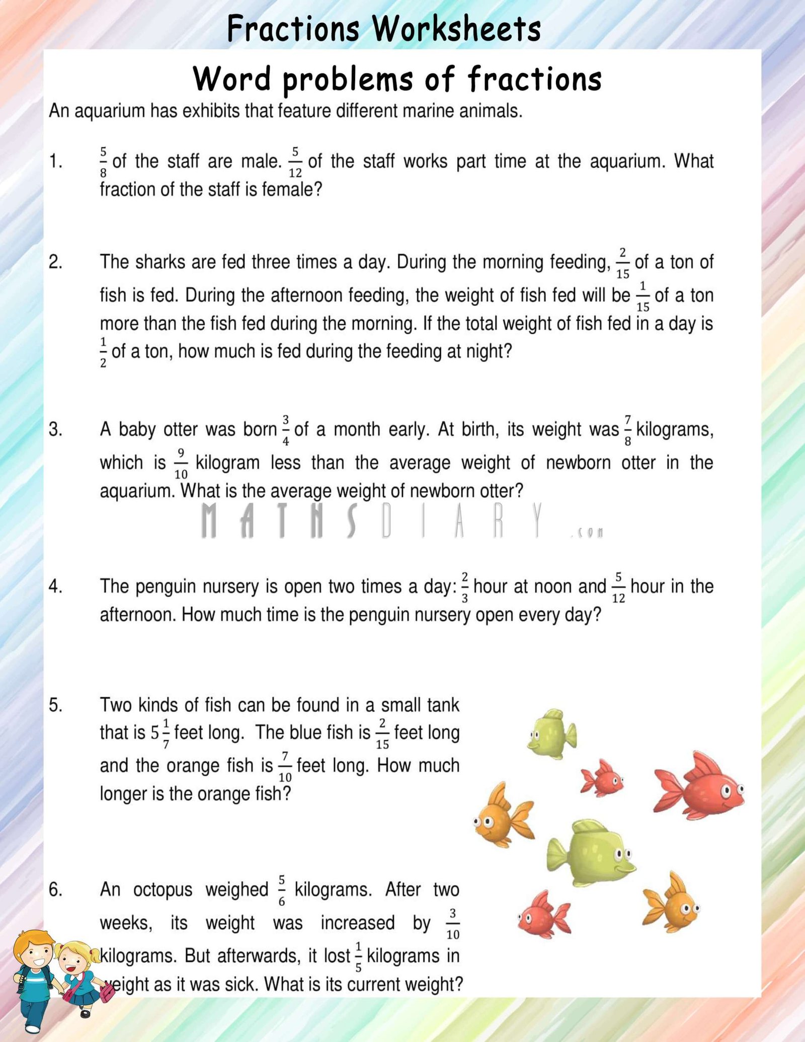 Word Problems Of Fractions Worksheets Math Worksheets MathsDiary