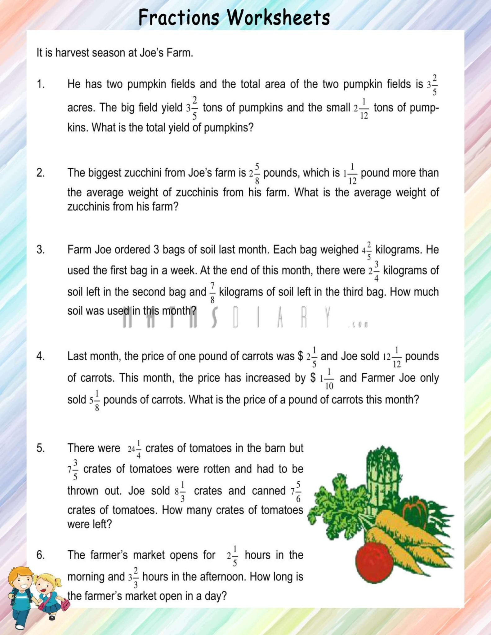 Word Problems Of Fractions Worksheets Math Worksheets MathsDiary