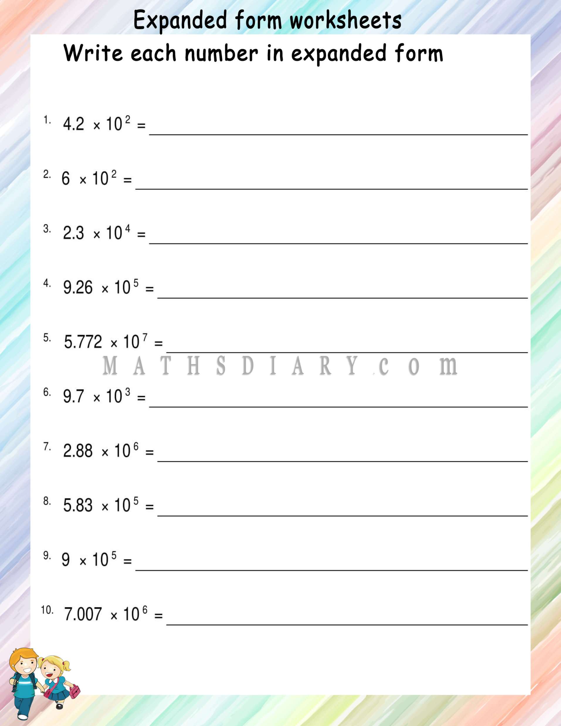 Scientific Numbers In Expanded Form Math Worksheets MathsDiary