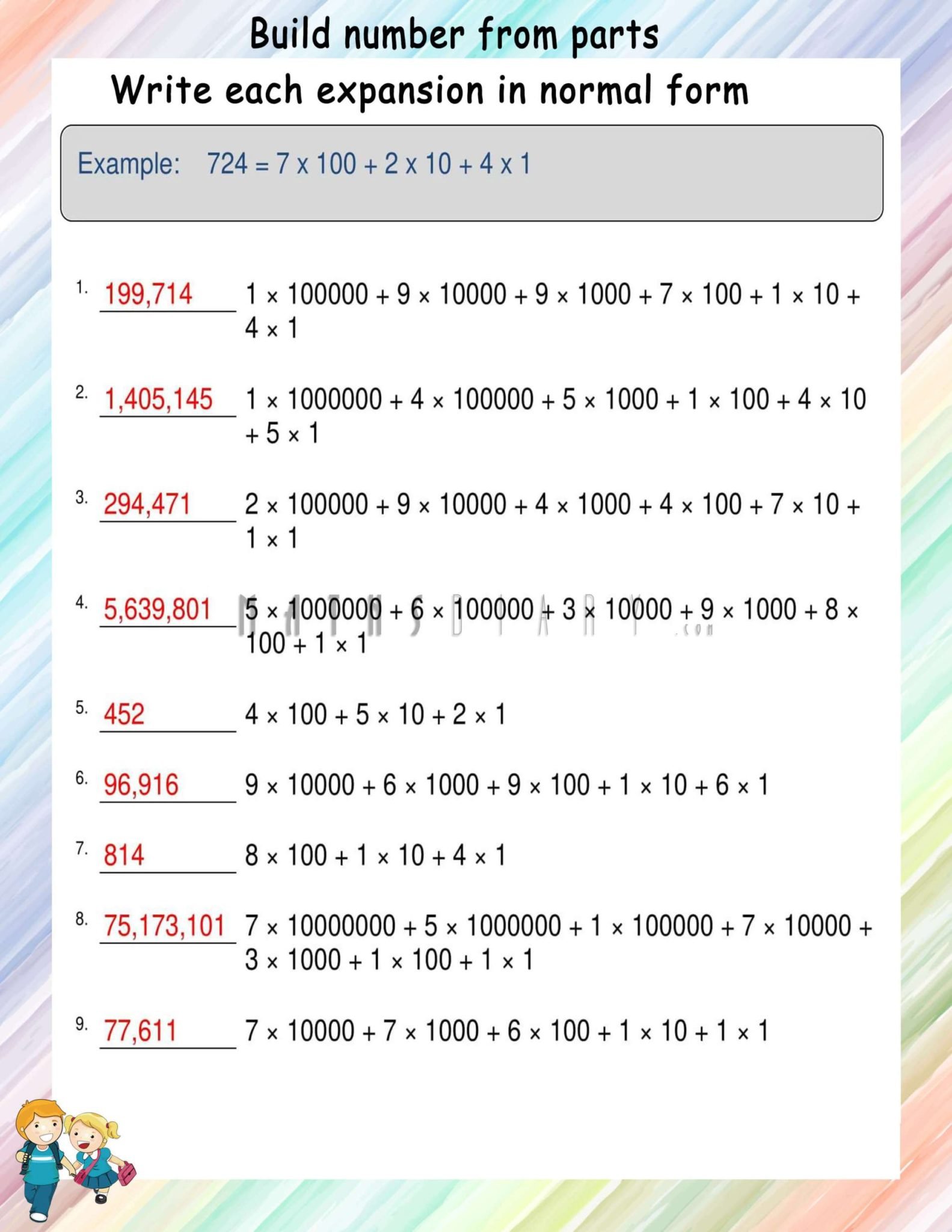 Expansions in normal form worksheets - Math Worksheets - MathsDiary.com