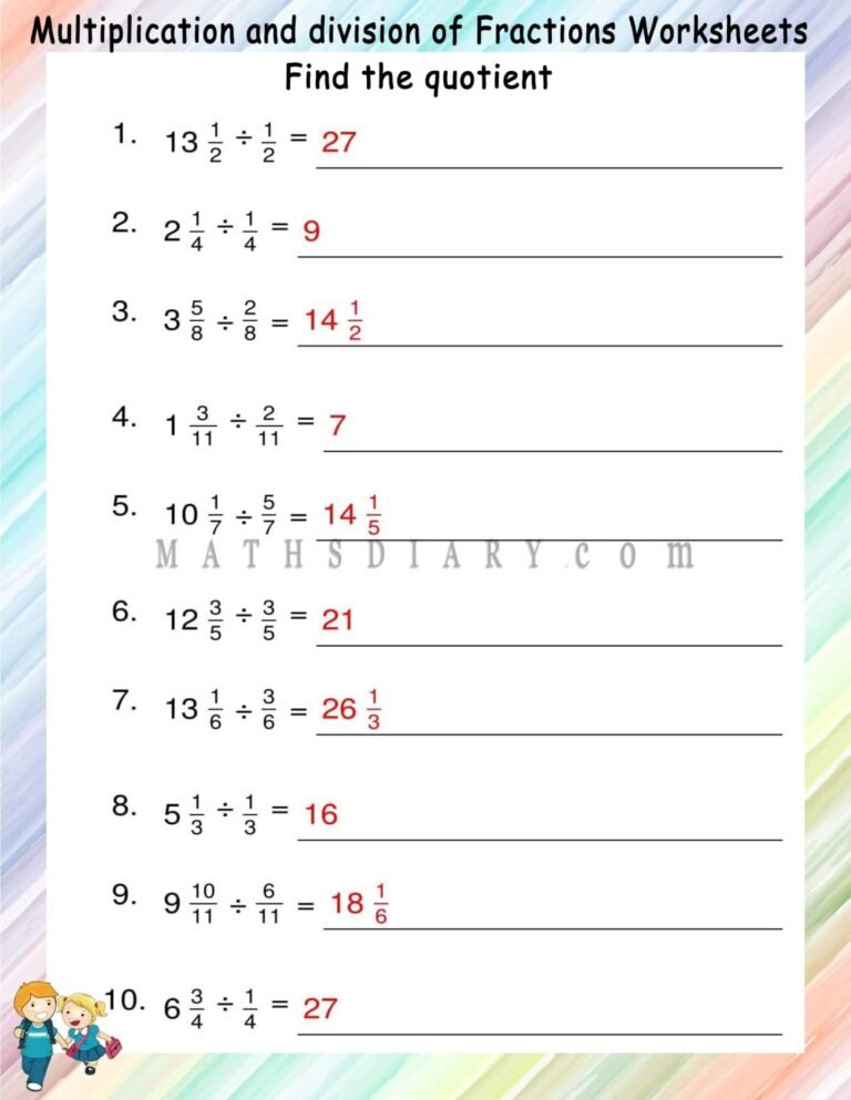 Dividing whole number by fractions worksheets - Math Worksheets ...