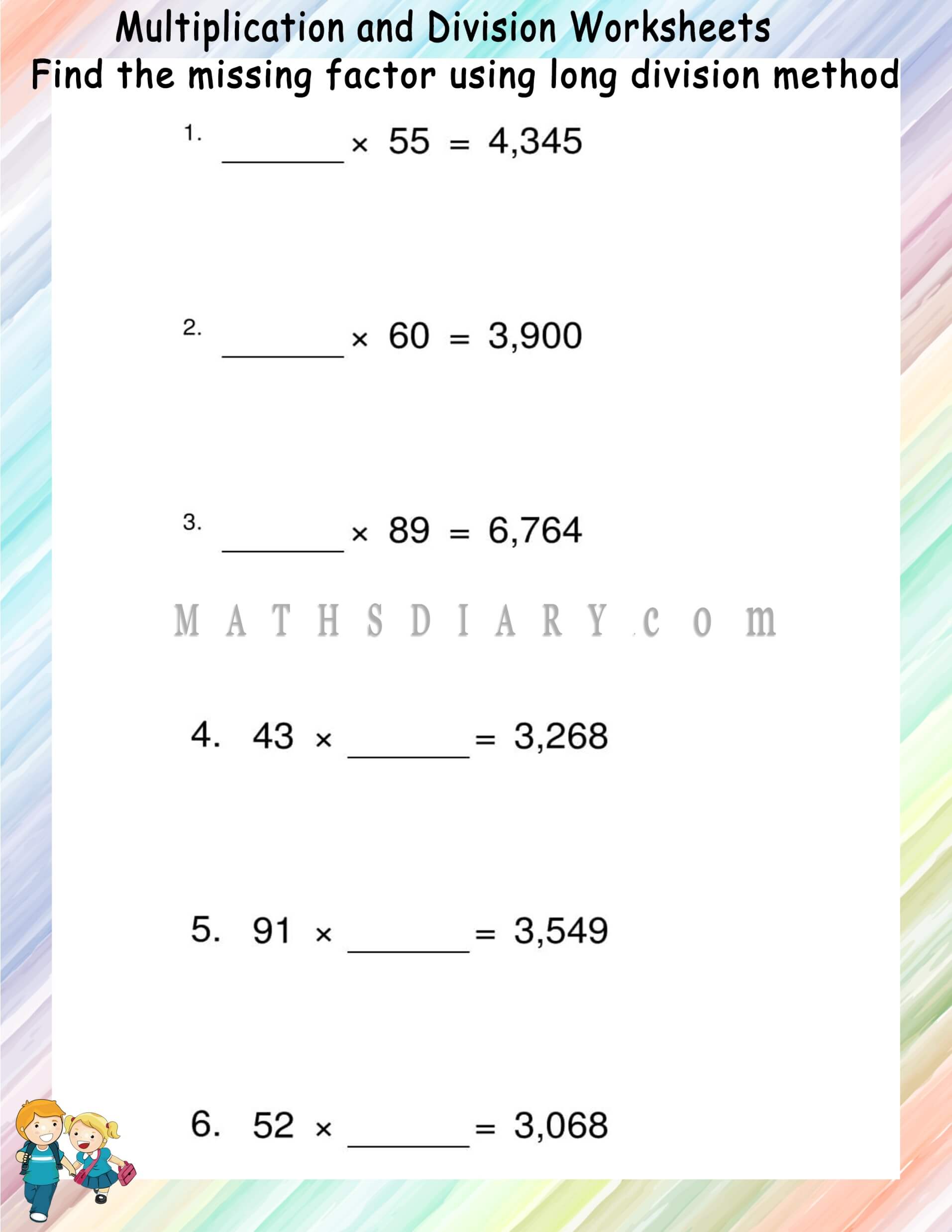 Finding Missing Factor In Multiplication And Division Math Worksheets MathsDiary